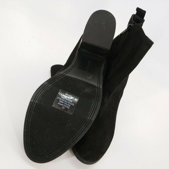 Express Womens Chelsea Faux Suede Ankle Boots 10 Black Almond Toe Zipper - Picture 5 of 10
